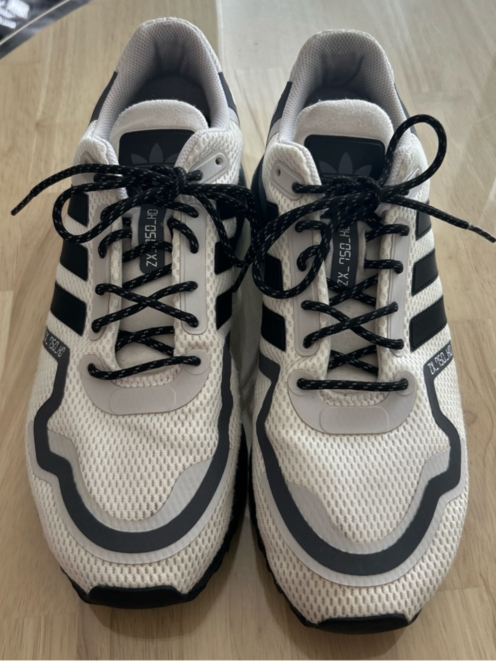 Adidas ZX750-HD 10.5 White and Black Men's Athletic Sneakers